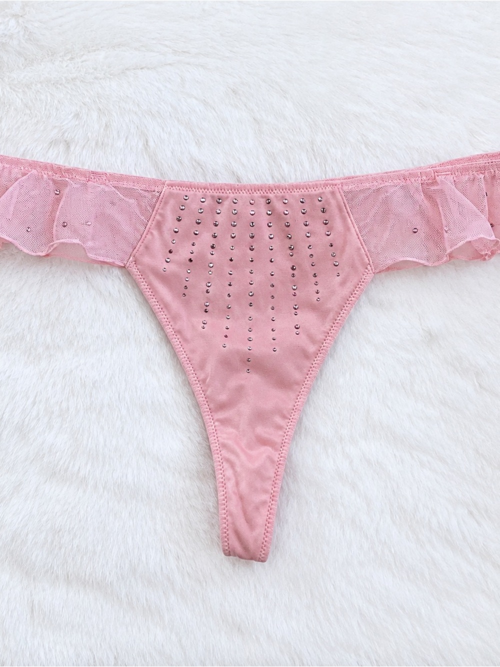 Victoria’s Secret vintage 2012 Thong panty ruffle sides with Swarovski Crystals